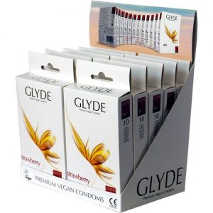 Glyde Ultra Strawberry Flavour Vegan Condoms 10 Pack